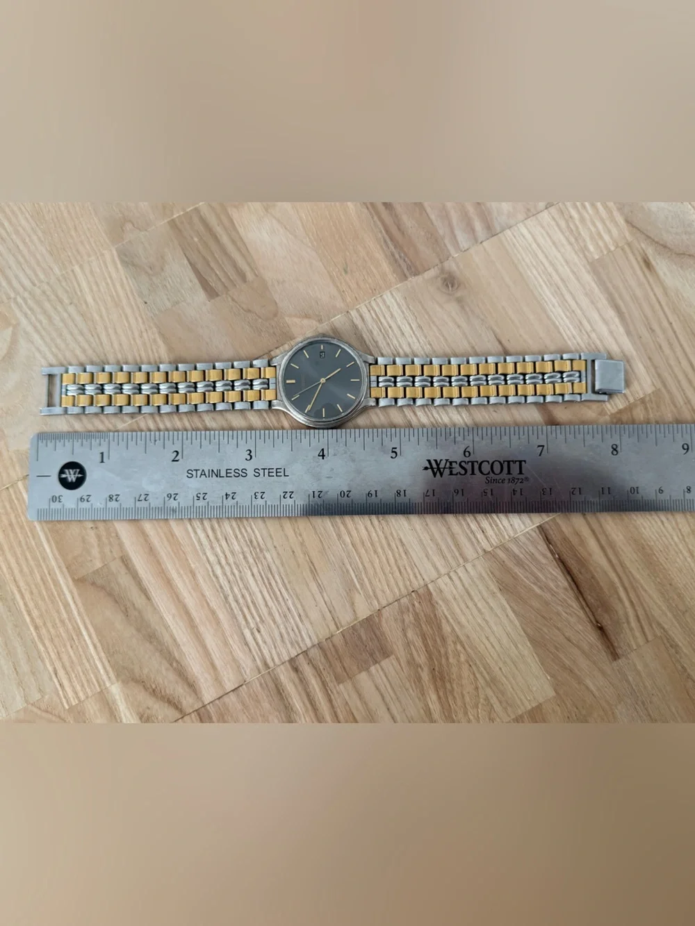 Seiko Vintage Watch Gray Dial Two-Tone Bracelet New Crystal Date Window